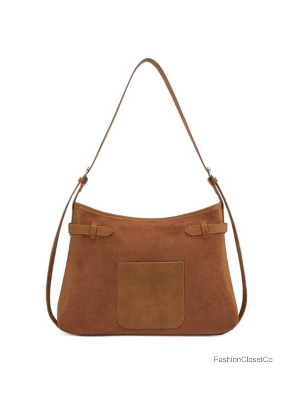 Faux Suede Slouchy Hobo Tote Bag with Adjustable Strap - Picture 3 of 6